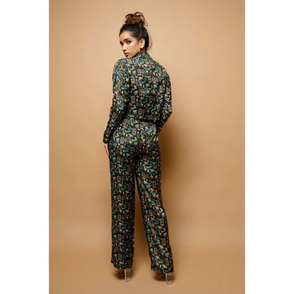 Ahi Clothing Digital Printed Bomber Jacket 3Piece Co-Ord (Set of 3)