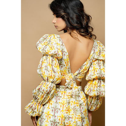 Ahi Clothing Yellow Block Printed Co-Ord (Set of 2)