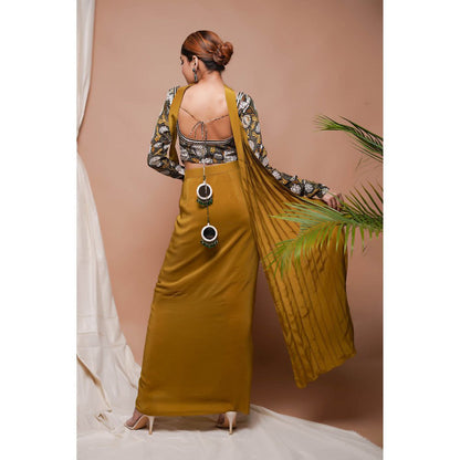 AHI Clothing Forest Print Drape Skirt with Top and Dupatta (Set of 3)