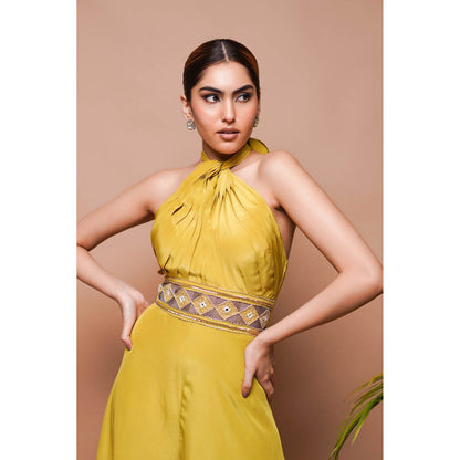 AHI Clothing Green Crepe Halter Neck Jumpsuit
