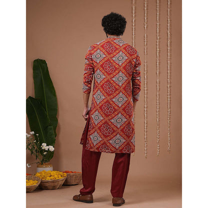 AHI Clothing Maroon Georgette Mandarin Neck Printed Kurta With Salwar