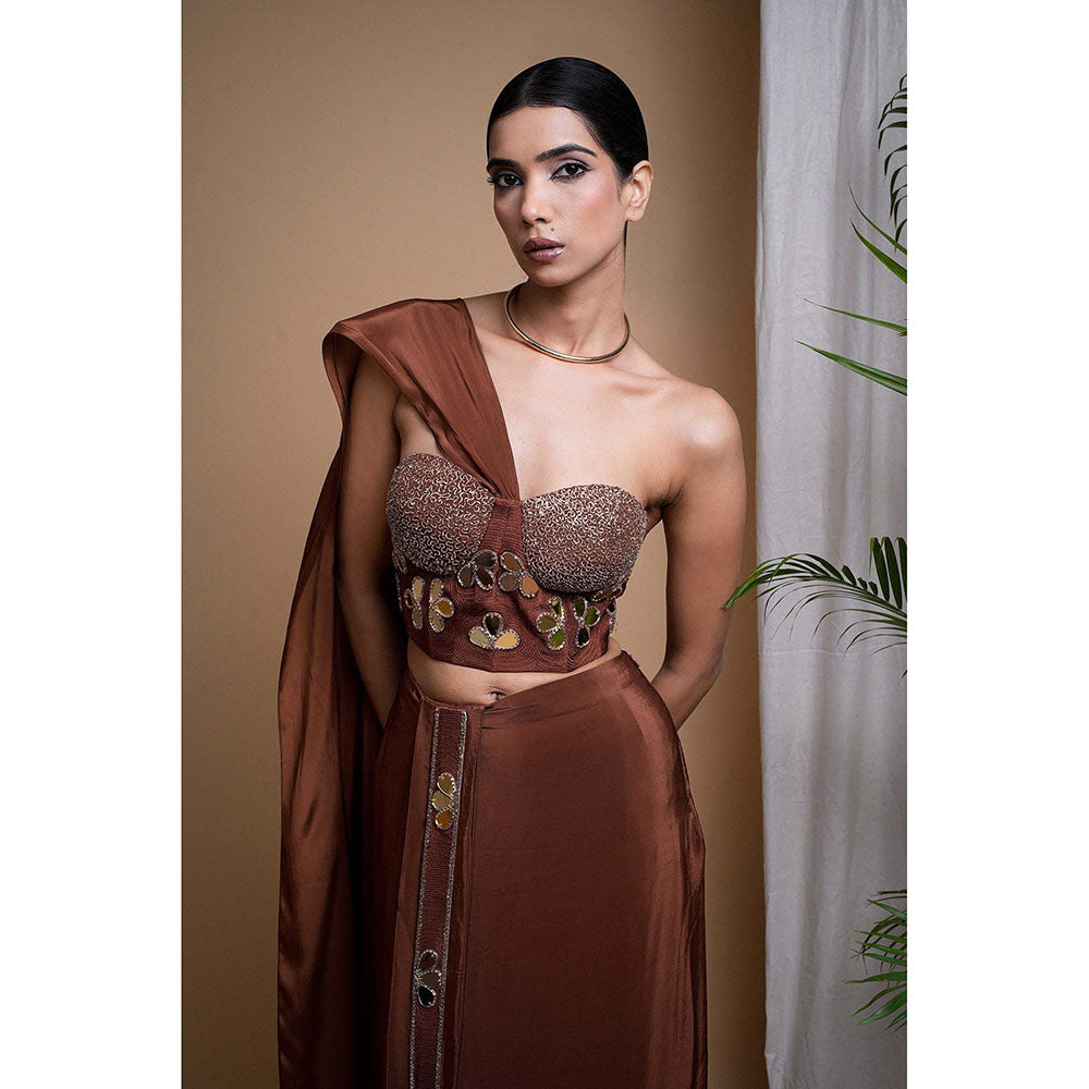 AHI Clothing Rustic Brown Corset With Skirt
