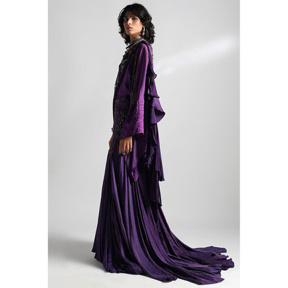 A Humming Way Roma Kimono Top, Lehenga & Stole (Set of 3)