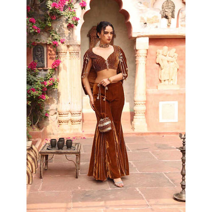 Ajiesh Oberoi Honey Gold Sharara with Blouse (Set of 2)