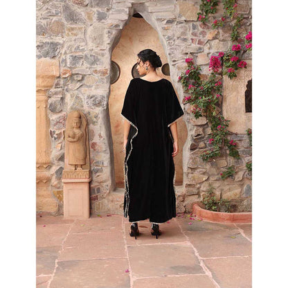 Ajiesh Oberoi Black Kaftan with Palazzo (Set of 2)
