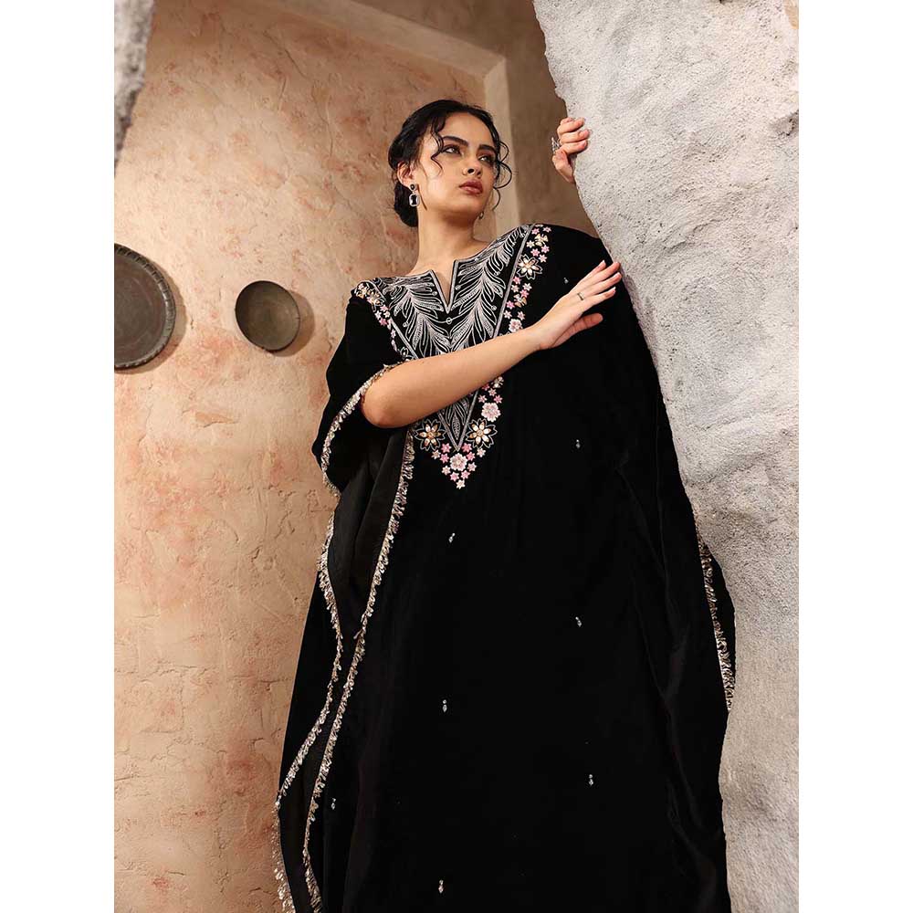 Ajiesh Oberoi Black Kaftan with Palazzo (Set of 2)