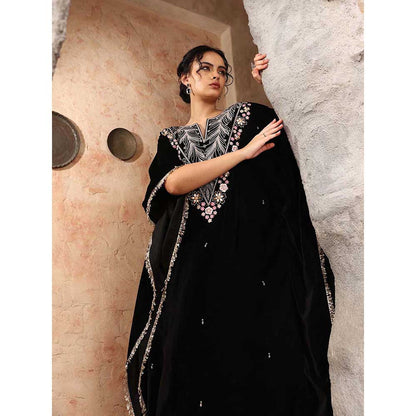 Ajiesh Oberoi Black Kaftan with Palazzo (Set of 2)
