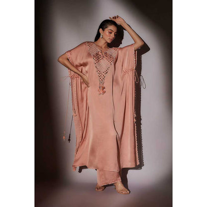 Ajiesh Oberoi Peach Roshni String Kaftan with Palazzo (Set of 2)