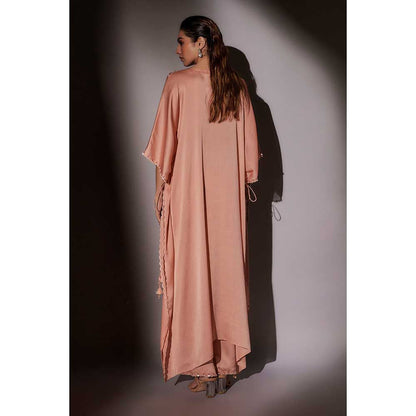 Ajiesh Oberoi Peach Roshni String Kaftan with Palazzo (Set of 2)