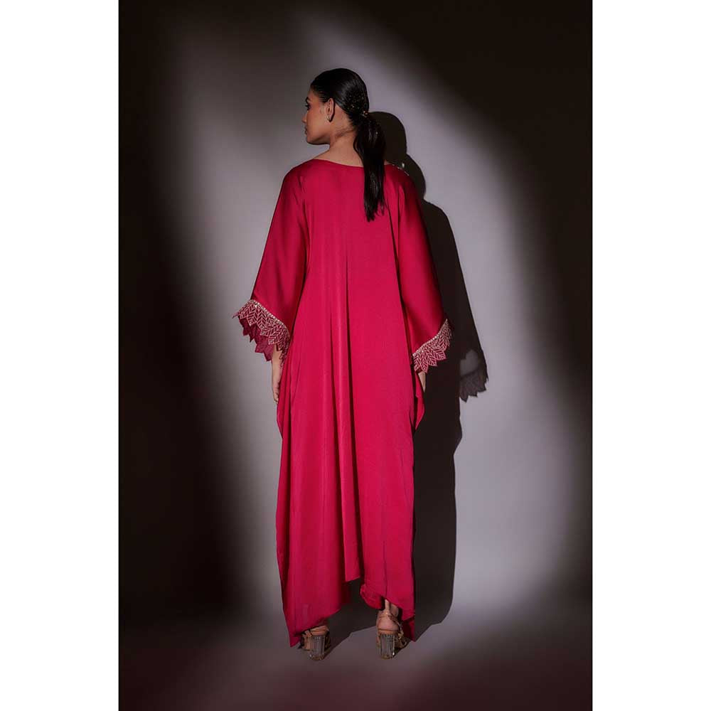 Ajiesh Oberoi Pink Roli Long Kaftan with Palazzo (Set of 2)