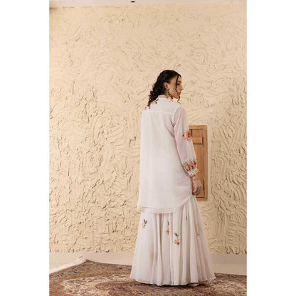 Ajiesh Oberoi Ivory Malini Kurta with Sharara (Set of 2)