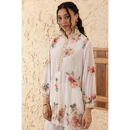 Ajiesh Oberoi Ivory Malini Kurta with Sharara (Set of 2)