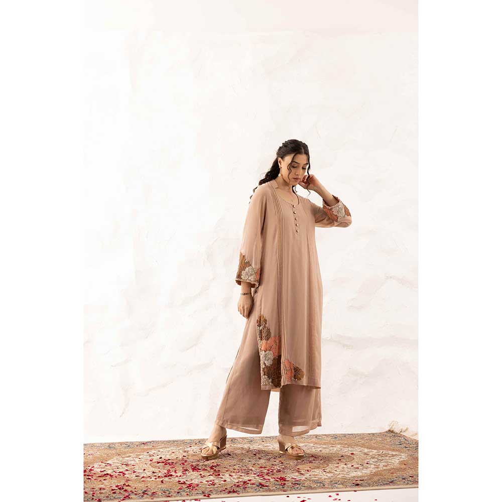 Ajiesh Oberoi Nude Anika Kurta with Palazzo and Dupatta (Set of 3)