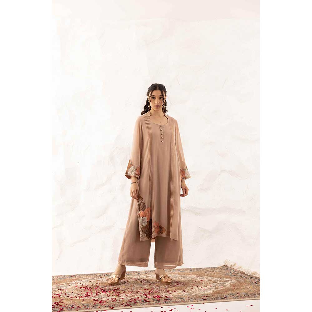 Ajiesh Oberoi Nude Anika Kurta with Palazzo and Dupatta (Set of 3)