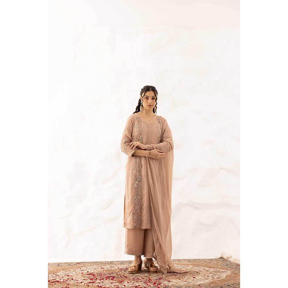 Ajiesh Oberoi Nude Megha Kurta with Palazzo and Dupatta (Set of 3)