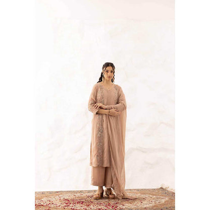 Ajiesh Oberoi Nude Megha Kurta with Palazzo and Dupatta (Set of 3)