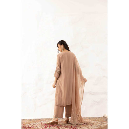 Ajiesh Oberoi Nude Megha Kurta with Palazzo and Dupatta (Set of 3)