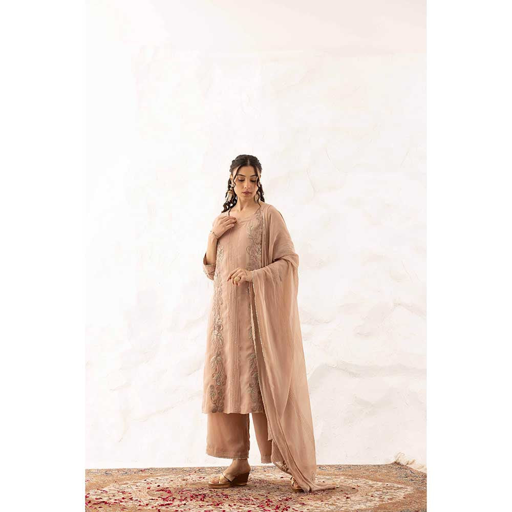 Ajiesh Oberoi Nude Megha Kurta with Palazzo and Dupatta (Set of 3)