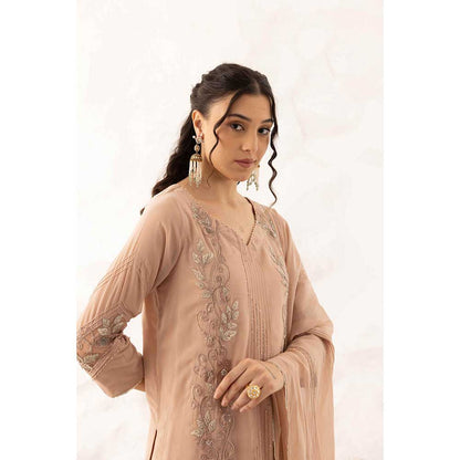 Ajiesh Oberoi Nude Megha Kurta with Palazzo and Dupatta (Set of 3)