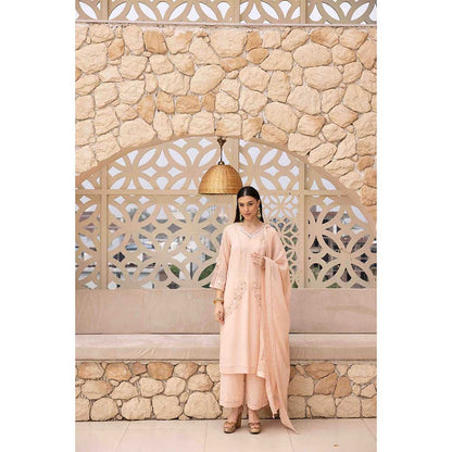 Ajiesh Oberoi Peach Bhavya Kurta with Palazzo and Dupatta (Set of 3)