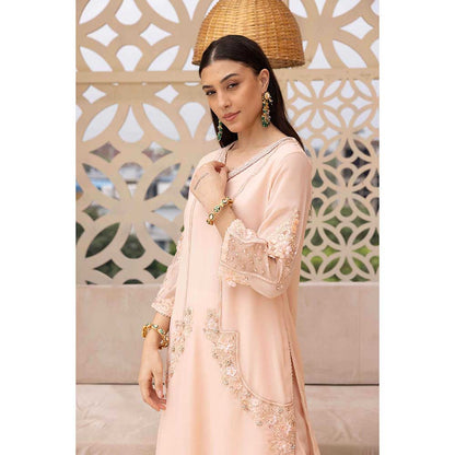 Ajiesh Oberoi Peach Bhavya Kurta with Palazzo and Dupatta (Set of 3)