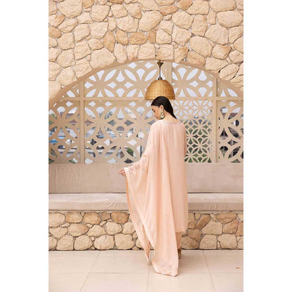 Ajiesh Oberoi Peach Bhavya Kurta with Palazzo and Dupatta (Set of 3)