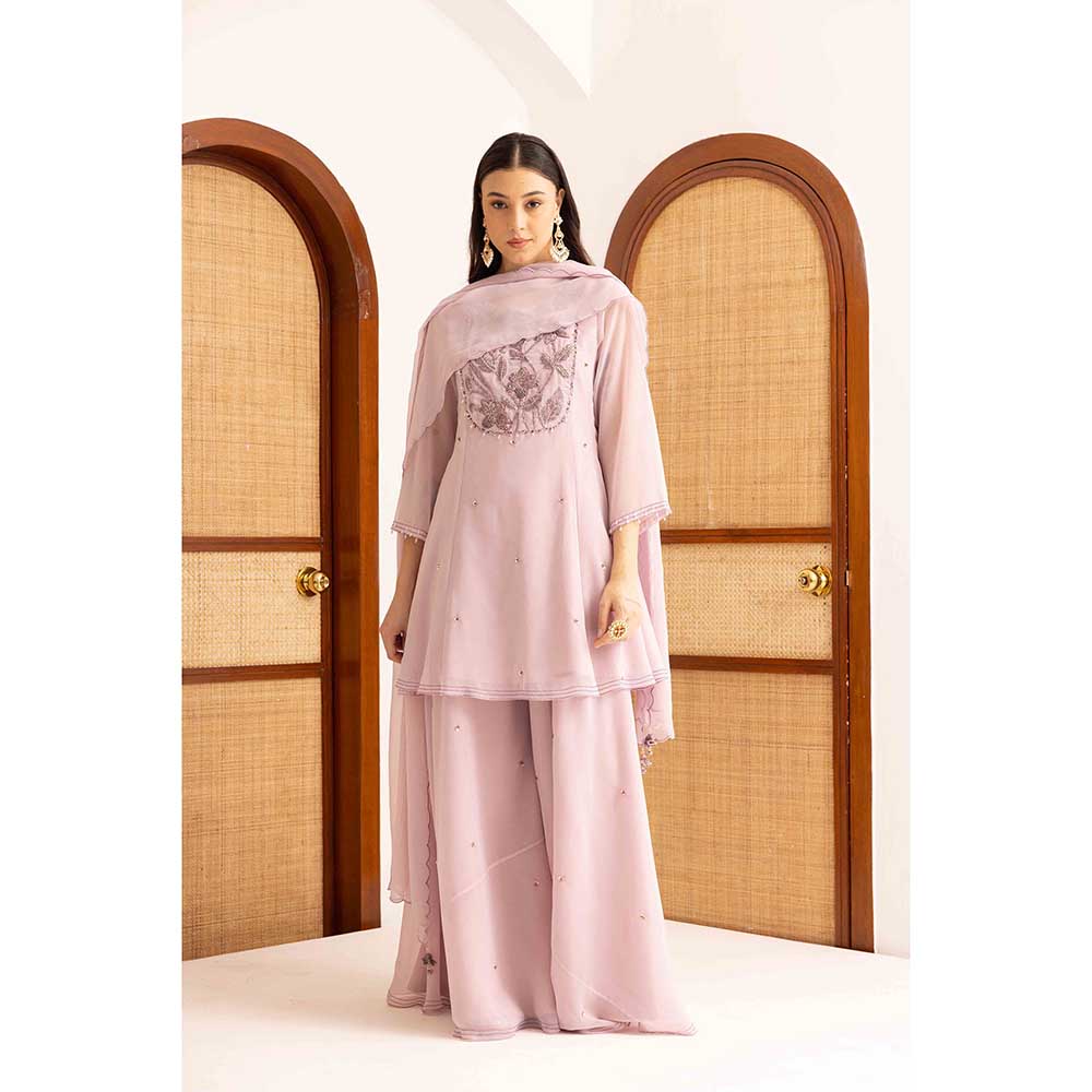 Ajiesh Oberoi Lavender Seher Kurti with Sharara and Dupatta (Set of 3)