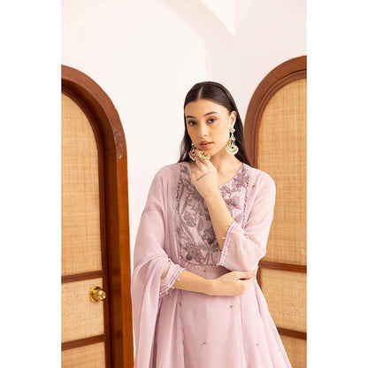 Ajiesh Oberoi Lavender Seher Kurti with Sharara and Dupatta (Set of 3)