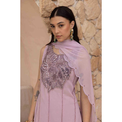 Ajiesh Oberoi Lavender Shama Kurti with Sharara and Dupatta (Set of 3)