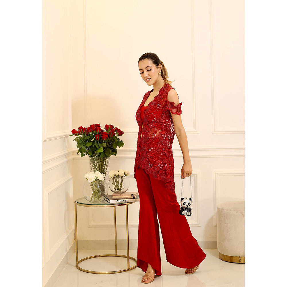 Akanksha Mago Carie Red Jacket with Pant (Set of 2)