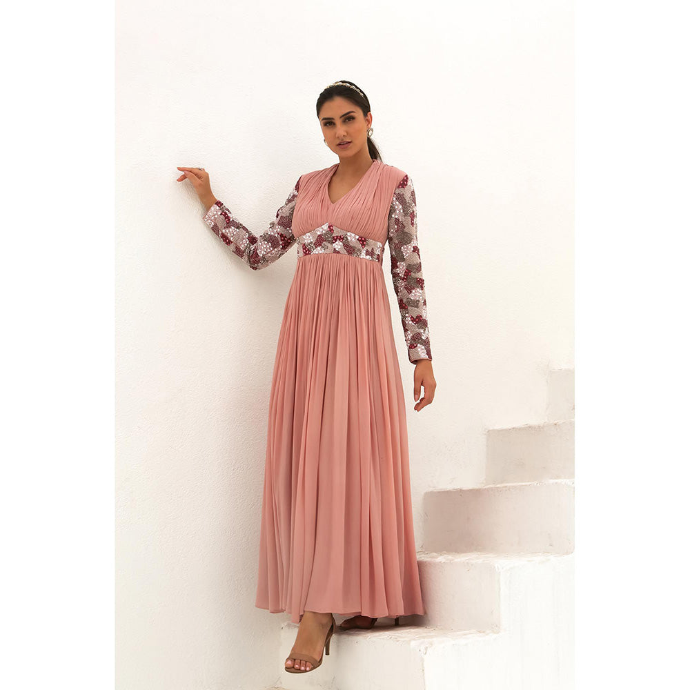 Akanksha Mago Rosanne Rose Pink Embroidered & Embellished Gown