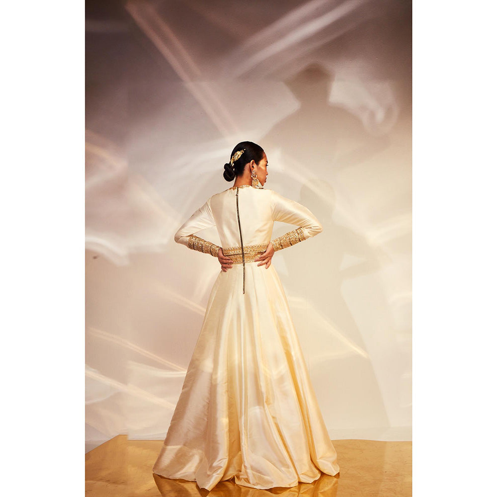 AKARA Women's Ivory A Line Embellished Maxi Dress