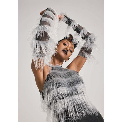 AKHL Charcoal Glass Halter Fringe Dress
