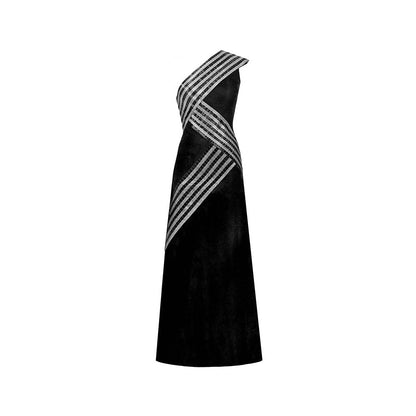 AKHL Black Asymmetric Glass Dress