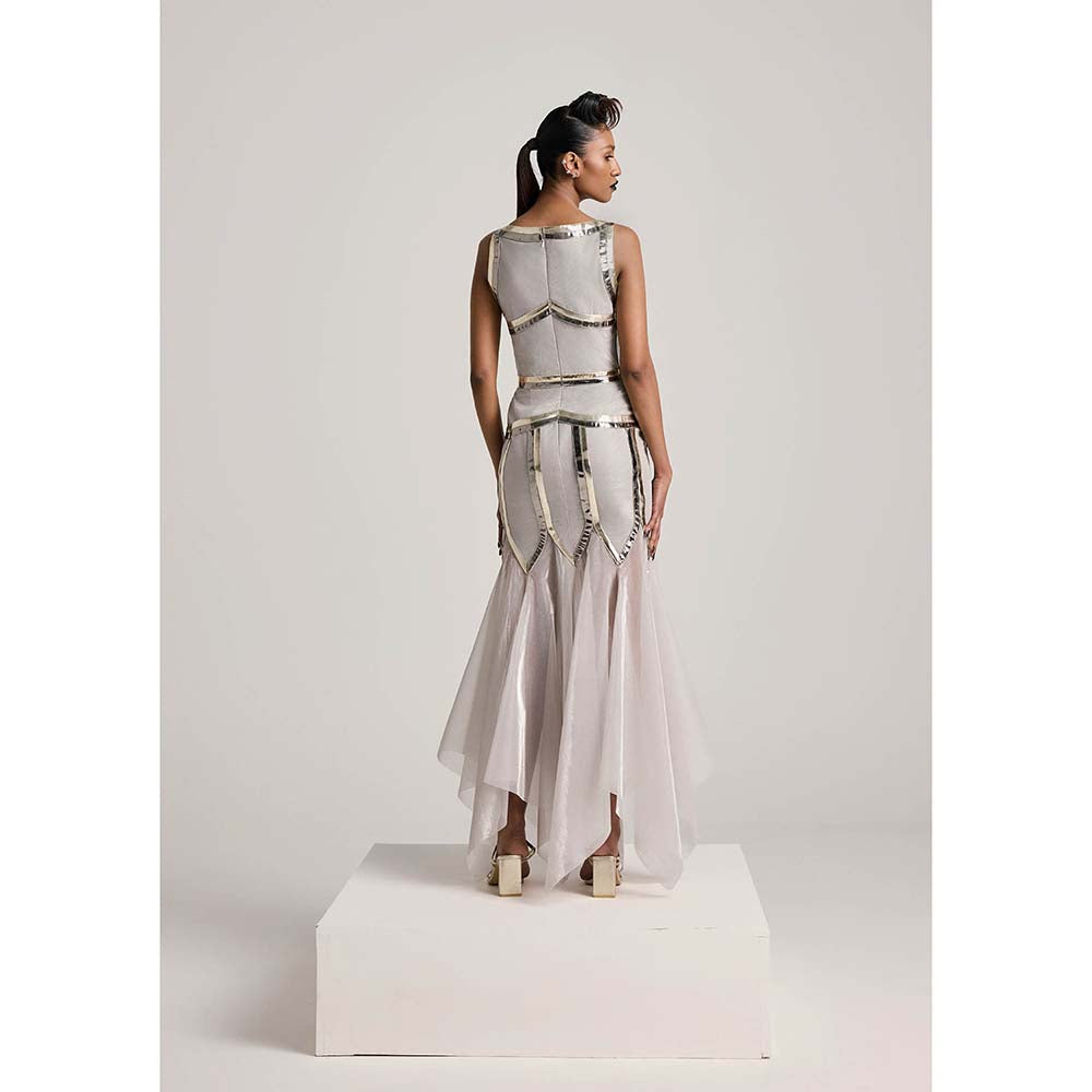 AKHL Silver Lurex Tulle Dress