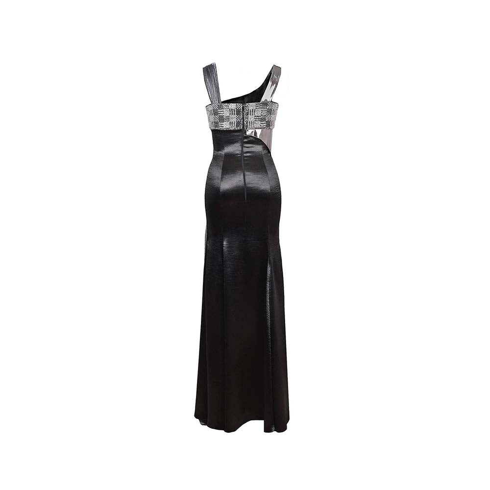 AKHL Black Sequins Bustier Asymmetric Dress
