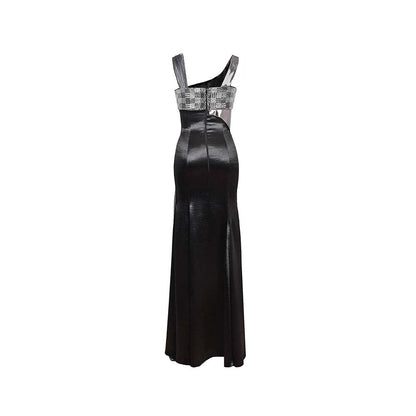 AKHL Black Sequins Bustier Asymmetric Dress