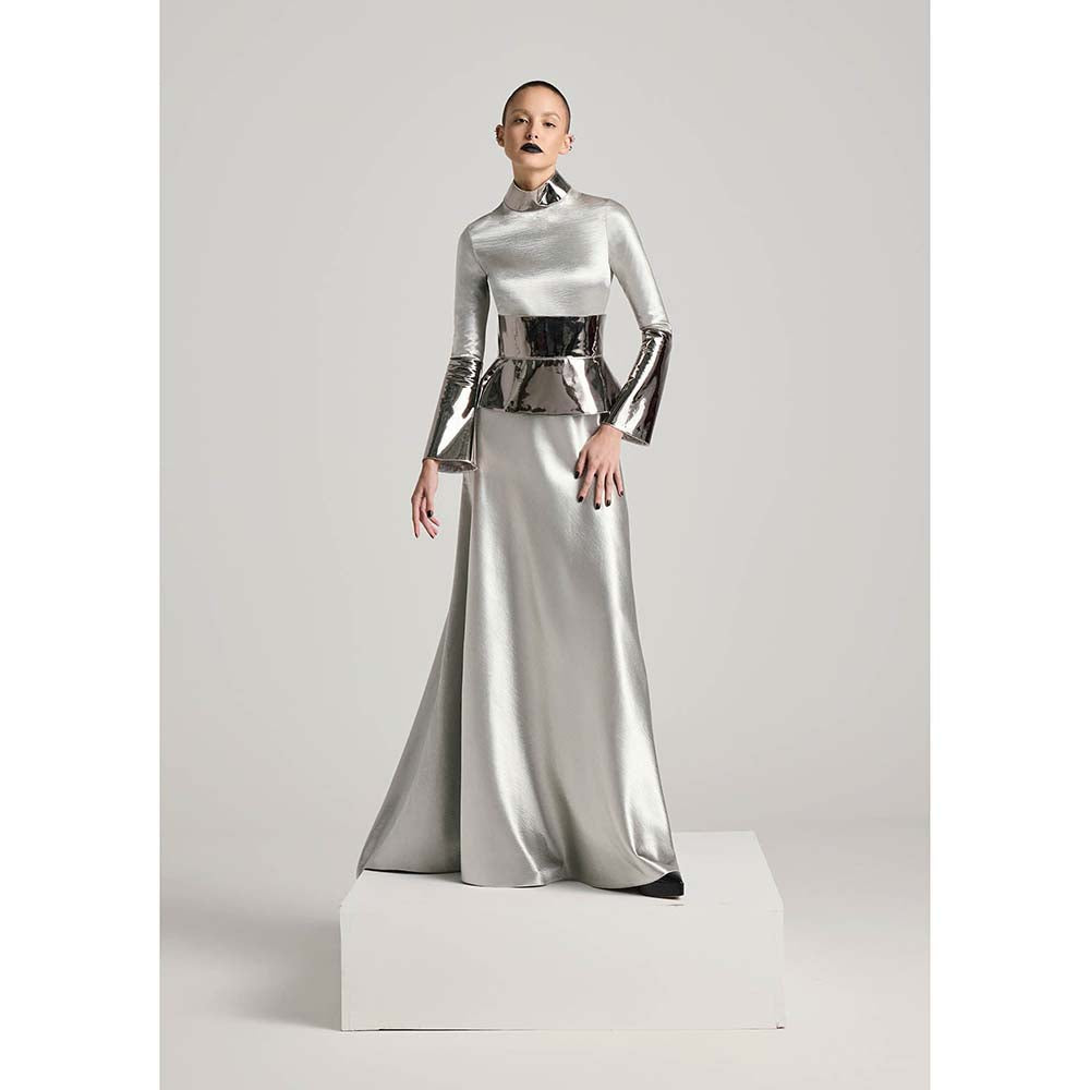 AKHL Silver Dress with Corset Belt (Set of 2)