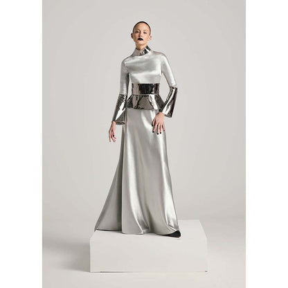 AKHL Silver Dress with Corset Belt (Set of 2)