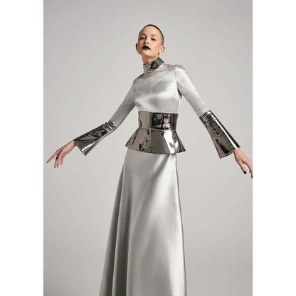 AKHL Silver Dress with Corset Belt (Set of 2)