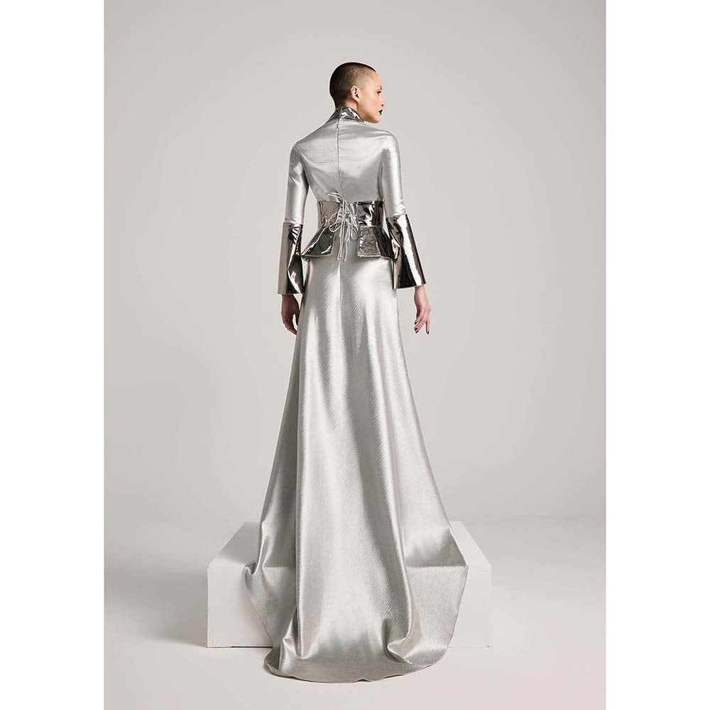 AKHL Silver Dress with Corset Belt (Set of 2)