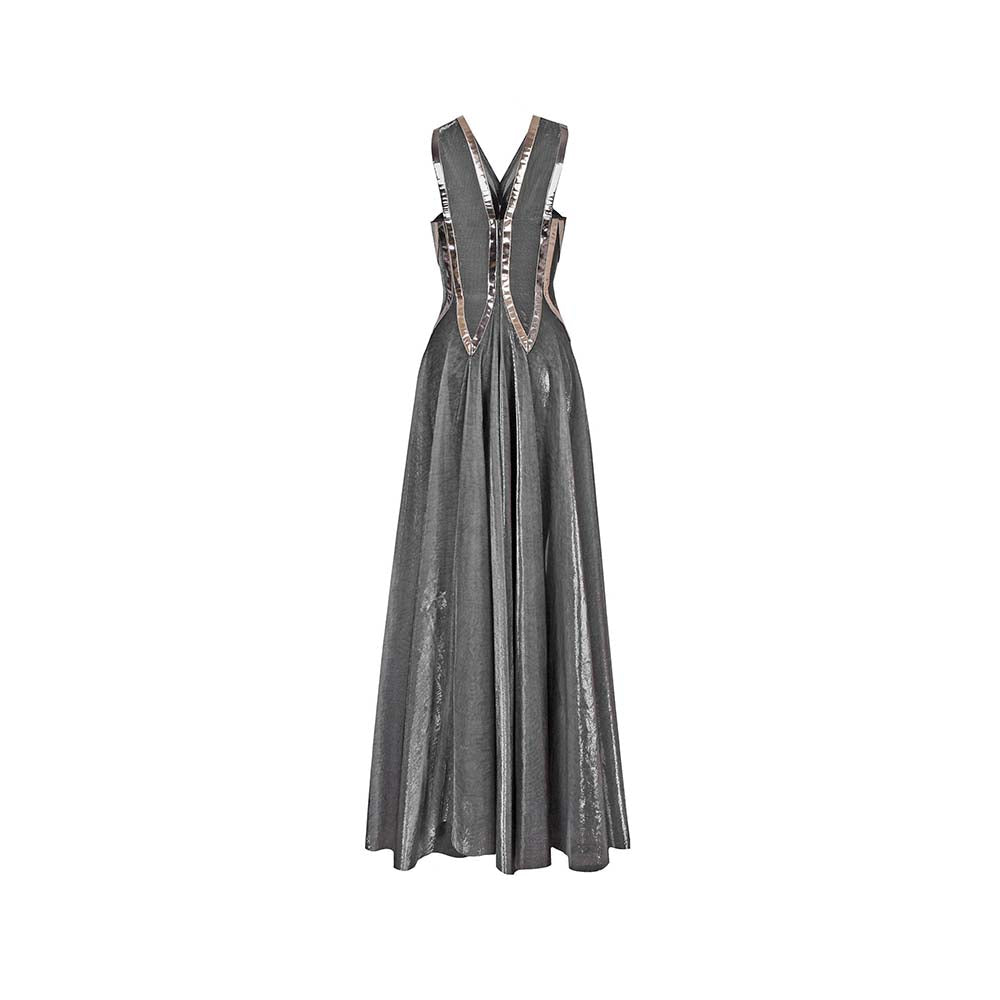 AKHL Metallic Lurex Tulle Godet Dress