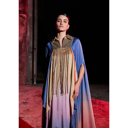 AKHL Blue Sequins Kaftan Dress