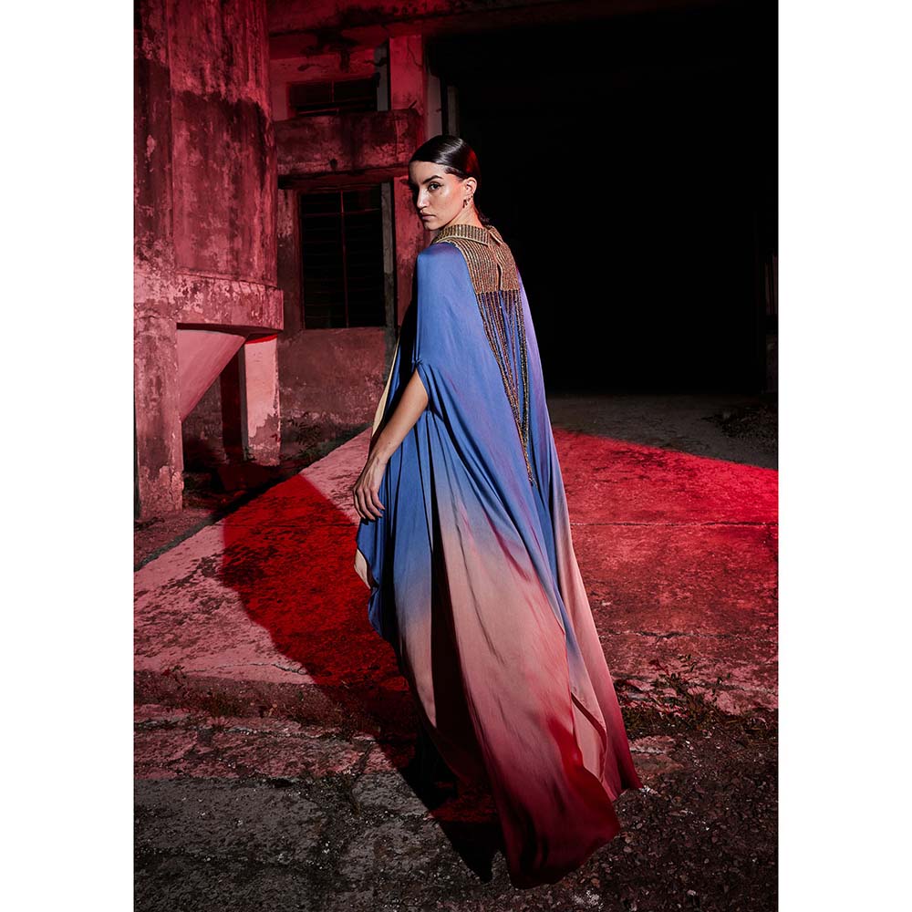AKHL Blue Sequins Kaftan Dress