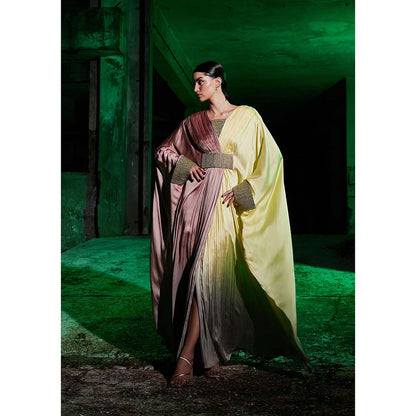 AKHL Pink Gradient & Dyed Gathered Kaftan Dress