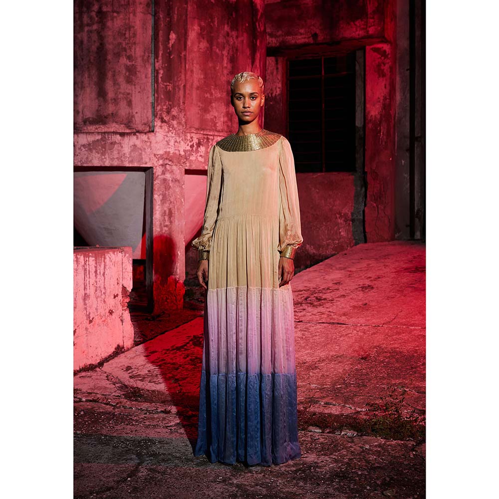 AKHL Gold Gathered Tier Dress