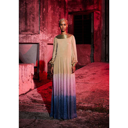 AKHL Gold Gathered Tier Dress