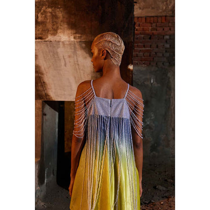 AKHL Yellow Asymmetric Sequins Dress