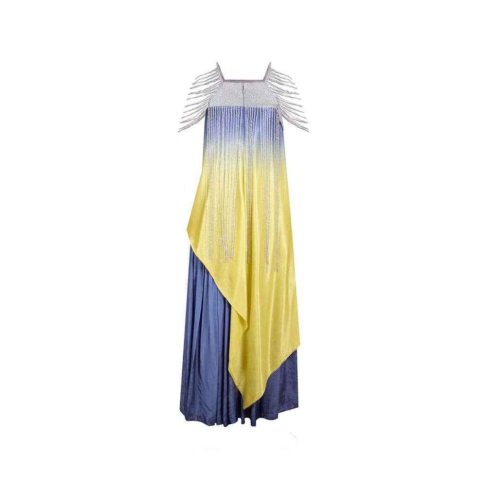 AKHL Yellow Asymmetric Sequins Dress