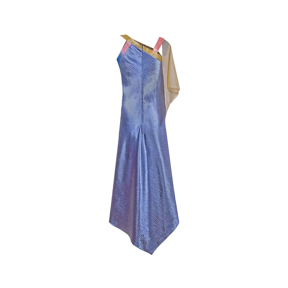 AKHL Blue Asymmetric Cap Sleeve Dress